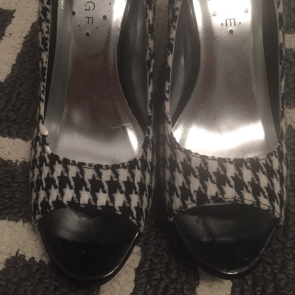 Shoes peep toe high heels houndstooth checkered - Picture 4 of 4
