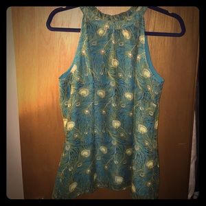 Peacock Print Halter Top
