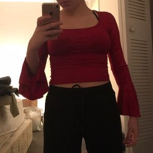 NWT red glittered crop top