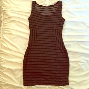 Black and Dark Grey Striped Mini Dress