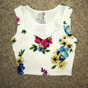 Cute white and floral crop top
