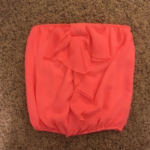 Pink/coral strapless top
