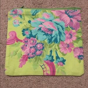 Green blue pink floral bag