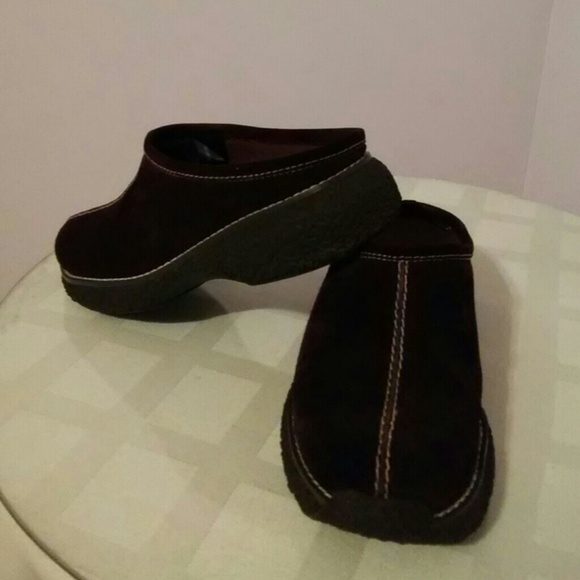 Bass suede clogs, worn once