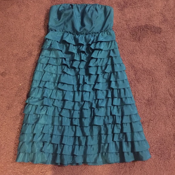 The Limited Turquoise Ruffle Strapless Dress