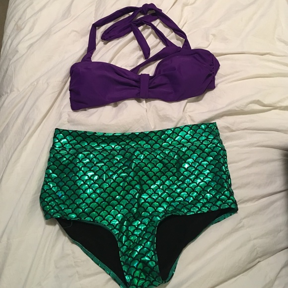 NWOT Mermaid print high waisted bikini