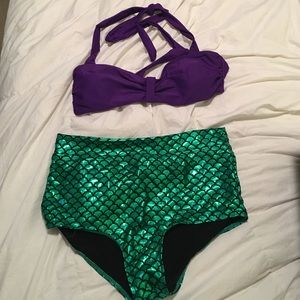 NWOT Mermaid print high waisted bikini