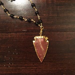 Black and gold beaded arrowhead necklace