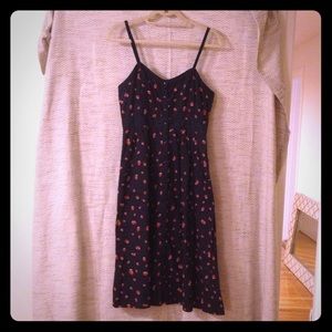 Button-up Strawberry Print Midi Dress