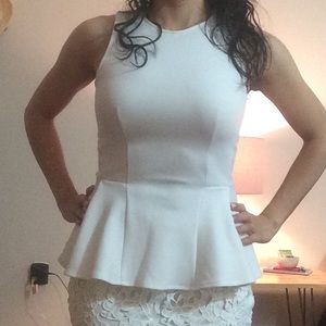 White peplum top