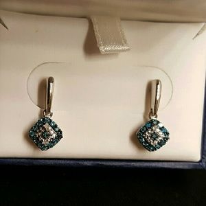 Beautiful Blue & White Diamond Earnings