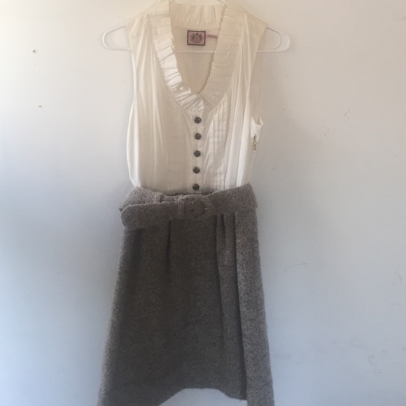 Creme and twead Juicy Couture dress with wide belt