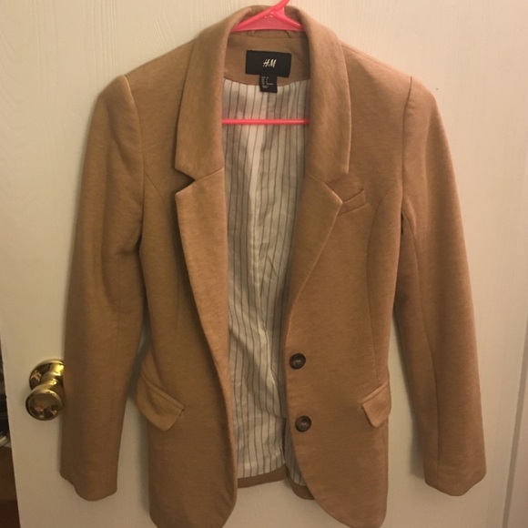 Tan blazer with brown elbow patches