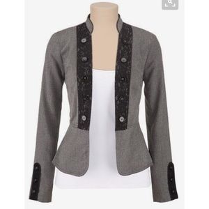 NWT Maurices gray tweed blazer with lace trim