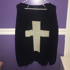 Forever 21 Cross black and white sweater