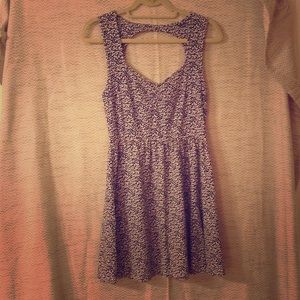 Leaf Pattern Mini Dress with Back Cut-out