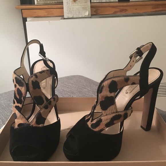 Prada leopard & black platform sandal authentic