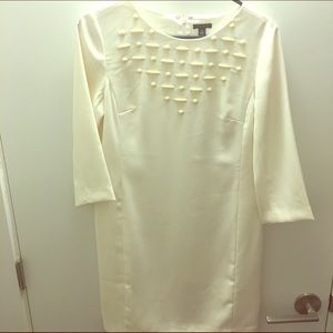 Ann Taylor cream beaded shift dress size 4