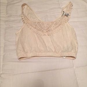 Cream lace crop top