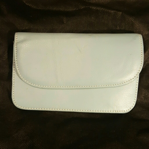 Baby blue genuine leather wallet.