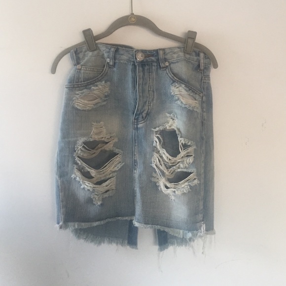One teaspoon high waisted denim skirt
