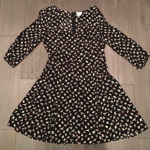 Bird print dress with cut-out detail
