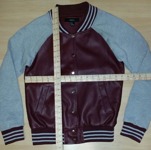Burgundy Jersey jacket faux leather - Picture 2 of 4