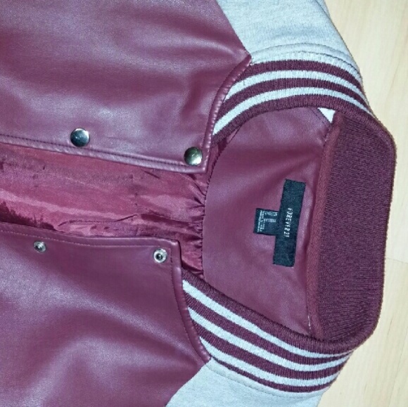 Burgundy Jersey jacket faux leather - Picture 3 of 4