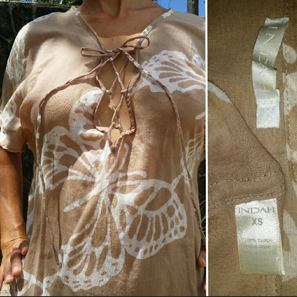 Indah laceup top butterfly romper brown coverup xs - Picture 2 of 4