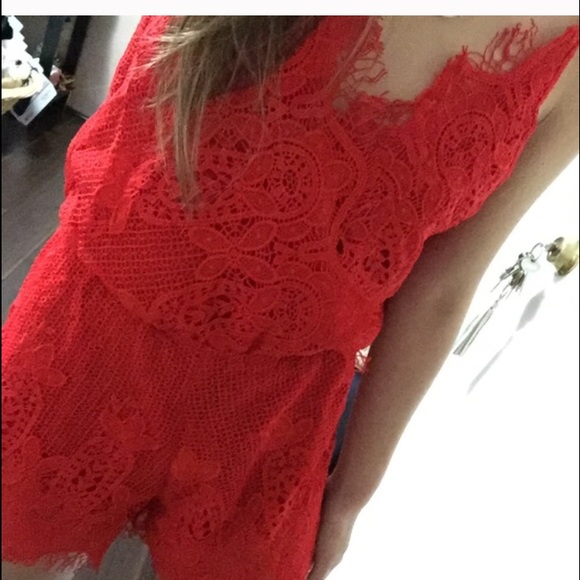 Restock! Red Lacey Romper - Picture 3 of 4