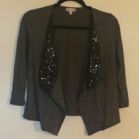 Grey and black sequined cropped sweater size m