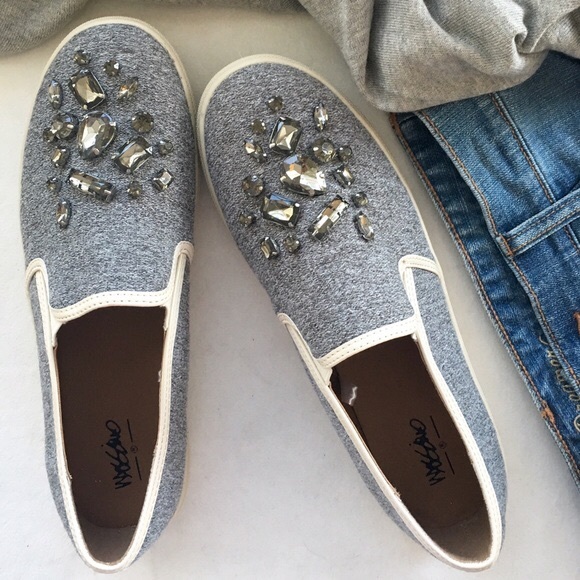 Mossimo Supply Co Gray Slip on Jeweled Sneaker