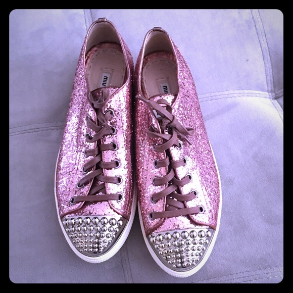 Miu miu like new size 9 pink sparkly sneakers
