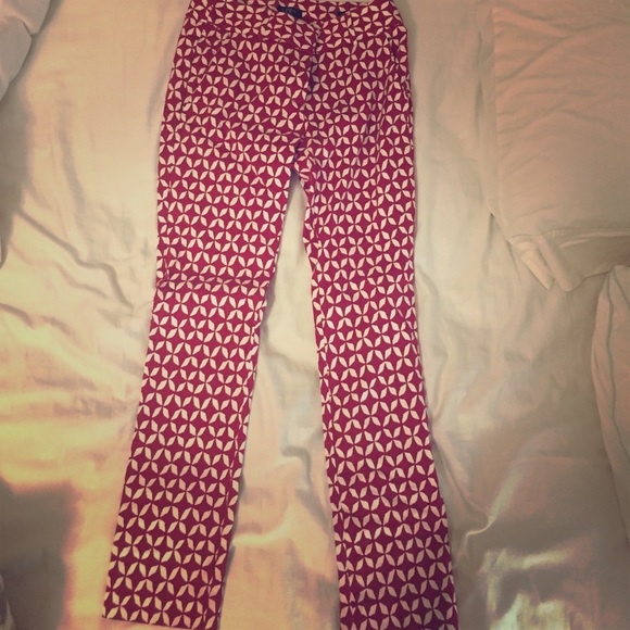 Red printed ankle pants