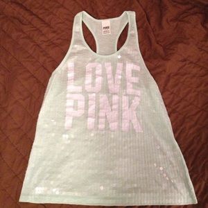 Mint green VS PINK sequin tank