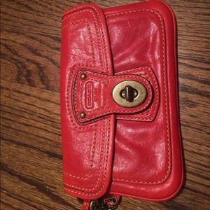 Leather coach wristlet