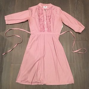 Red and white striped shirts dress with ruffle