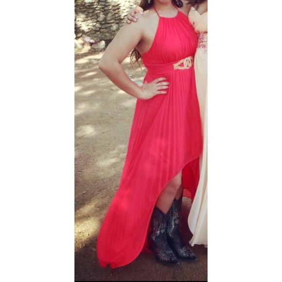 Size 4 Caché Pink Halter High Low Dress - Picture 4 of 4