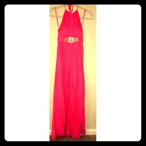 Size 4 Caché Pink Halter High Low Dress