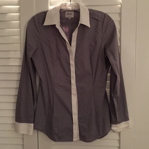 Express Grey and white fitted button down