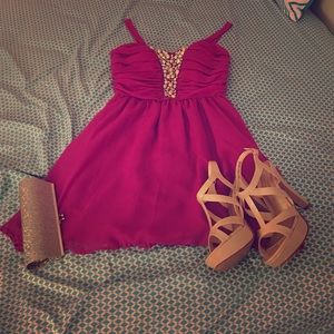 Magenta Knee Length As U Wish Formal Dress