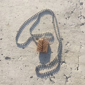 Grass Scrabble Tile pendant, Necklace, Wood burned