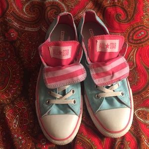 Light blue and pink converse