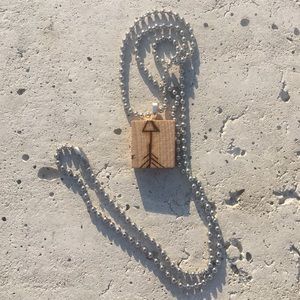 Arrow Scrabble Tile Pendant Necklace, Silver Chain