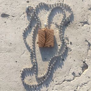 Feather Scrabble Tile Pendant Necklace, Silver