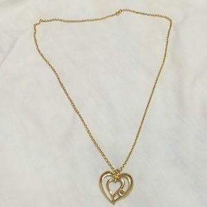 A double heart gold necklace
