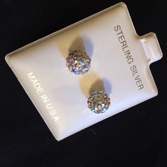 Sterling silver AB Crystal earring studs beautiful - Picture 3 of 4