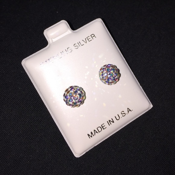 Sterling silver AB Crystal earring studs beautiful - Picture 4 of 4