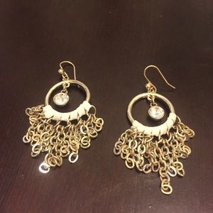 Gold Chain and Rhinestone Earrings
