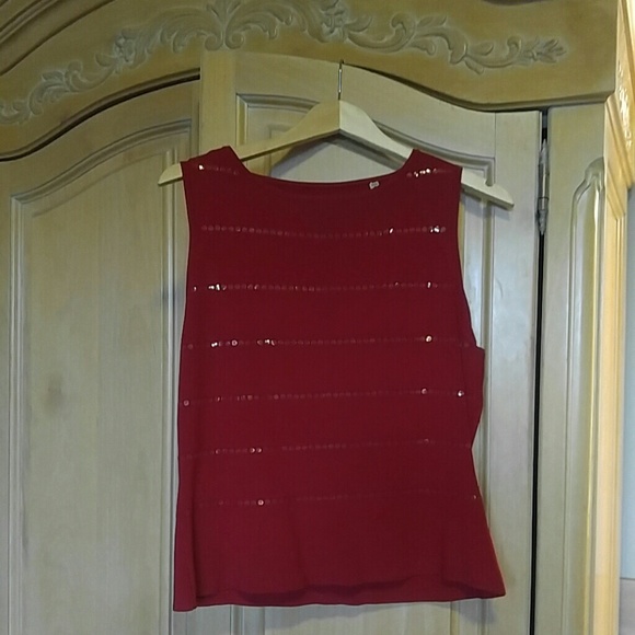 Tops - Deep red sequin lined tank